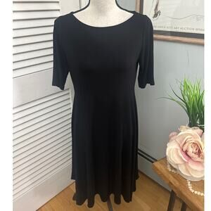 EILEEN FISHER Dress Womens Small Black Jersey Knit Asymmetric Minimalist Capsule